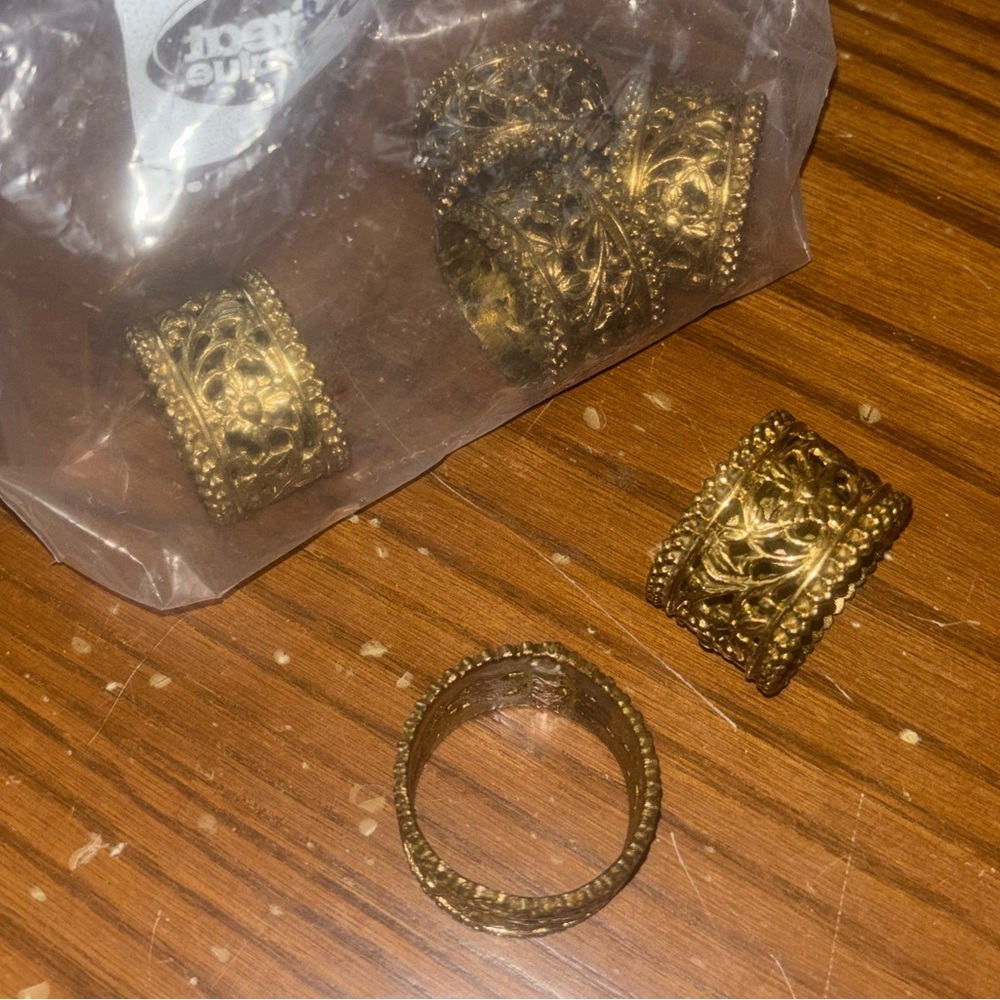 Vintage Brass Floral Napkin Holders